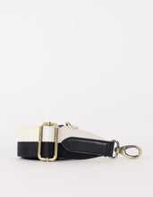 Afbeelding in Gallery-weergave laden, Webbing Strap striped black / white / black leather