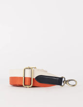 Afbeelding in Gallery-weergave laden, Webbing Strap striped copper / white / black leather