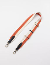 Afbeelding in Gallery-weergave laden, Webbing Strap striped copper / white / black leather