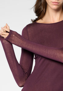 Perfect Line Cashmere - T-Shirt Long Sleeve paars