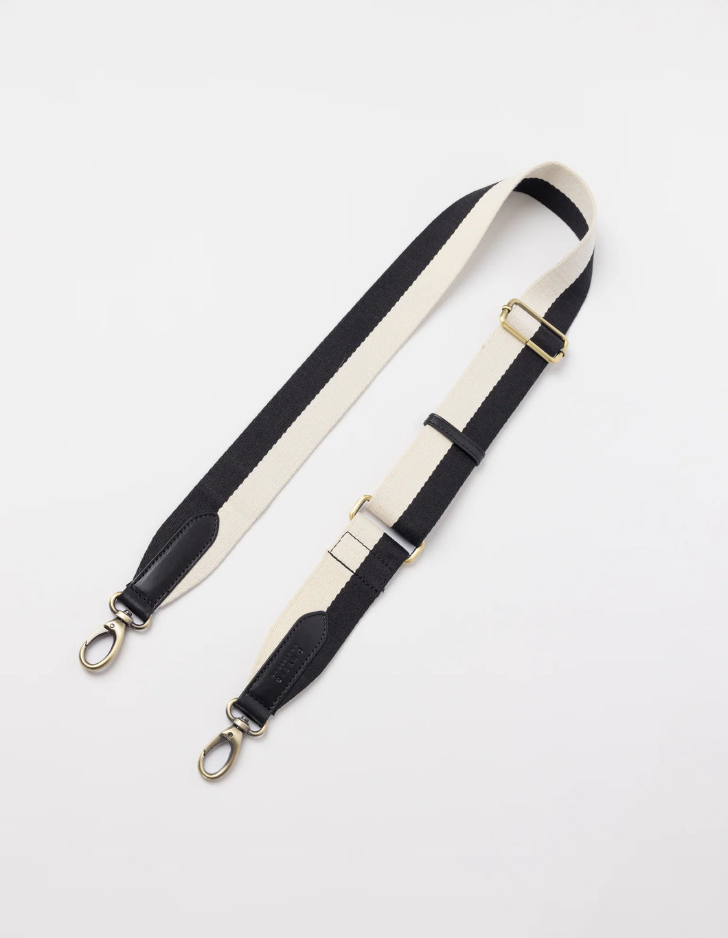 Webbing Strap striped black / white / black leather