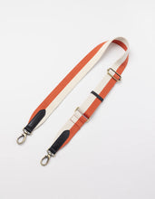 Afbeelding in Gallery-weergave laden, Webbing Strap striped copper / white / black leather
