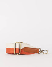 Afbeelding in Gallery-weergave laden, Webbing Strap striped copper / white / cognac leather
