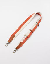 Afbeelding in Gallery-weergave laden, Webbing Strap striped copper / white / cognac leather
