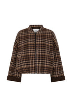 Afbeelding in Gallery-weergave laden, CIDORE Woolen check bomber jacket brown check
