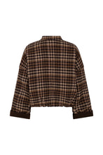 Afbeelding in Gallery-weergave laden, CIDORE Woolen check bomber jacket brown check
