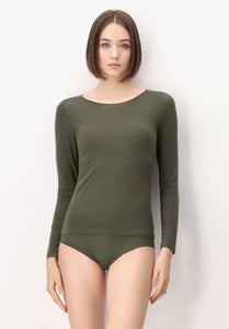 Perfect Line Cashmere - T-Shirt Long Sleeve leger groen