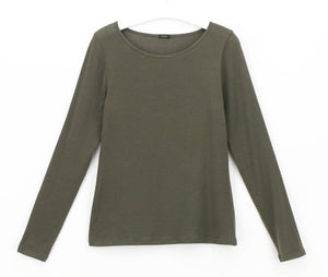 Perfect Line Cashmere - T-Shirt Long Sleeve leger groen