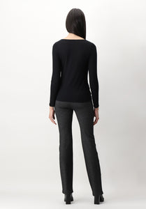 Perfect Line Cashmere - T-Shirt Long Sleeve zwart