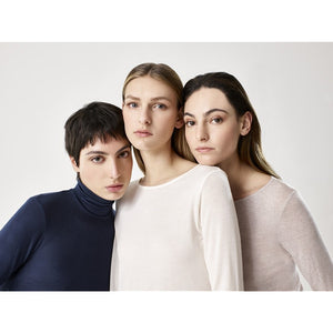 Perfect Line Cashmere - T-Shirt Long Sleeve ivoor