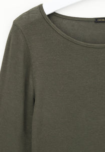 Perfect Line Cashmere - T-Shirt Long Sleeve leger groen